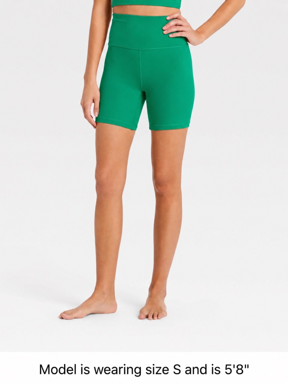 Green High-Waist Women’s Bike Shorts - Picture 4 of 6